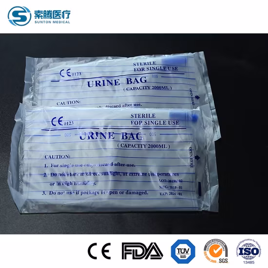 2000ml Disposable Travel Urine Bag with Cross Value Anti- Reflux