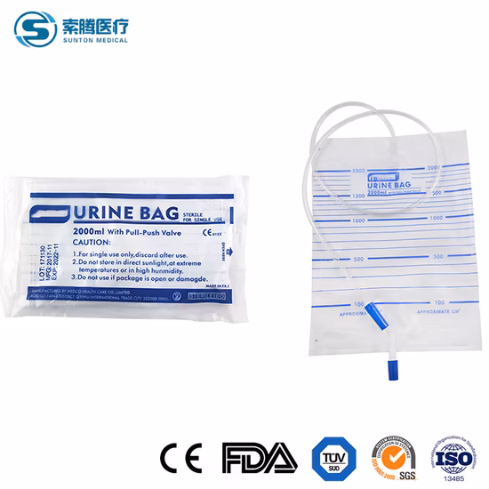 2000ml Disposable Travel Urine Bag with Cross Value Anti- Reflux