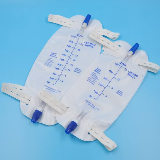 CE certifié prix moins cher 2000 ml adultes et pédiatriques Chine sacs de drainage d'urine jetables stériles médicaux médicaux sacs de collecte d'urine sacs d'urine de jambe