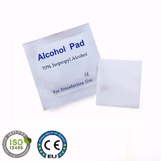 Le CE a saturé 75 % de tampon d'alcool éthylique pré-injection Alco écouvillon 70 % tampon d'alcool isopropylique non tissé
