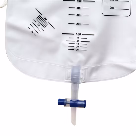 Sac médical d'urine de sac de drainage urinaire de 2000 ml avec valve push/pull pour adulte